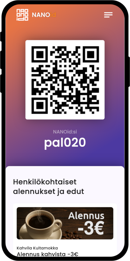NANOid logged in main view.